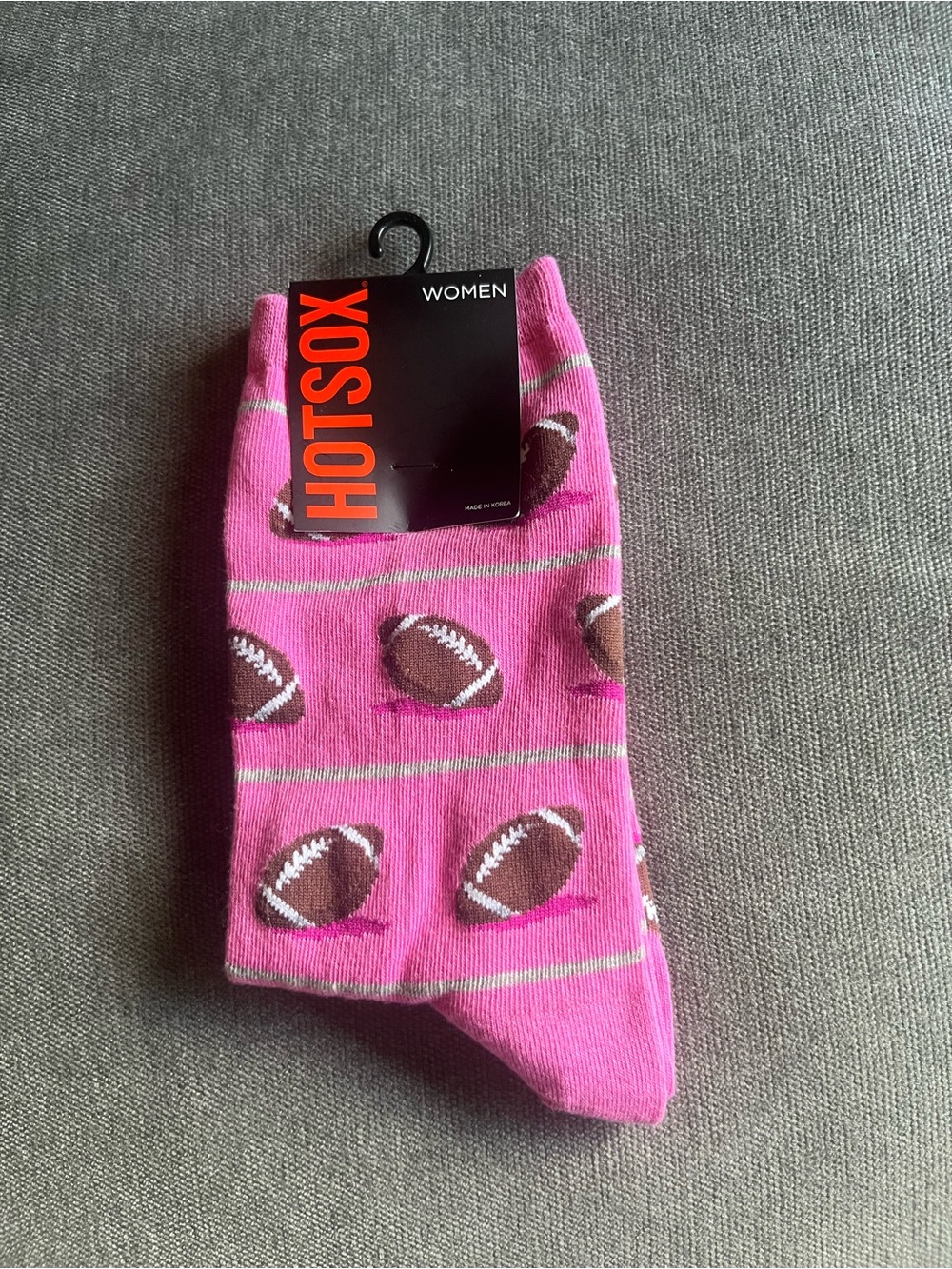 Hot Sox Pink Football Pattern Crew Socks